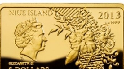 «Лето» - золотая монета с кристаллами Сваровски