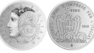 Пятиевровик из серебра к столетию Confindustria