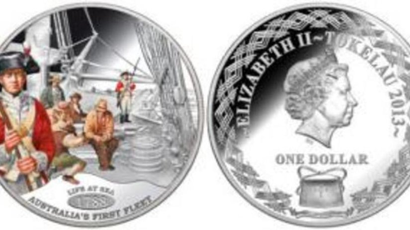 На монете «Жизнь в море» изображены первые поселенцы Австралии