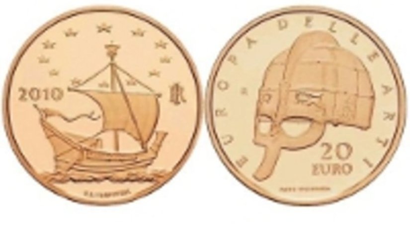 Итальянский Монетный двор отчеканил монету из золота «Вендельский шлем»