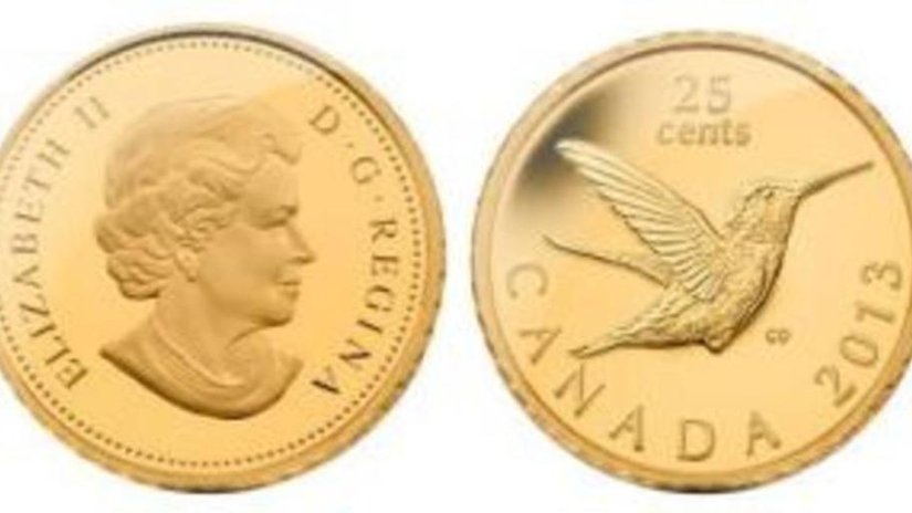 «Колибри» - золотая мини-монета Канады (25 центов)