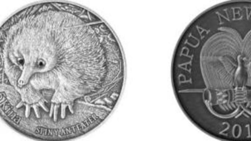 Монета «Колючий муравьед» с черными бриллиантами
