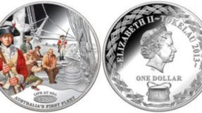 На монете «Жизнь в море» изображены первые поселенцы Австралии