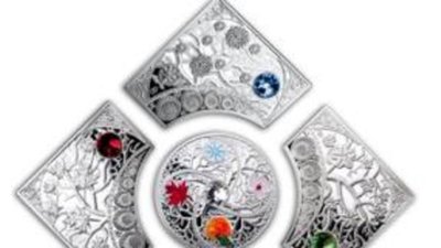 Набор монет «Четыре сезона» с кристаллами Сваровски