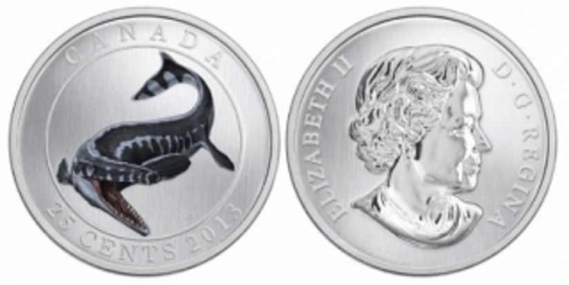На канадской монете светится скелет тилозавра
